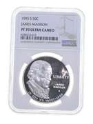 PF70UCAM 1993-S James Madison Commemorative Silver Dollar - Graded NGC