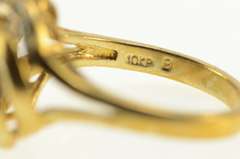 10K Yellow Gold Diamond Twist Knot Retro Spiral Statement Ring