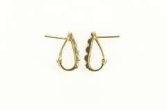 14K Yellow Gold Grooved Channel Squared Oval Bar Hoop Earrings