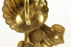 Gold Filled 1930's Syn. Sapphire Scroll Grooved Statement Pin/Brooch