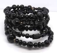 Nice Black Stone and 18kt Yellow Gold Bead Bracelet