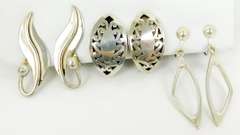 3 Pairs of Early Sterling Screwback Earrings