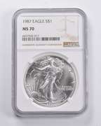 MS70 1987 American Silver Eagle NGC