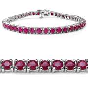 Rhodium Plated 10.12ctw Ruby Bracelet