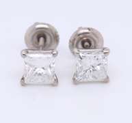 Brilliant White Gold Princess Cut Diamond Stud Earrings