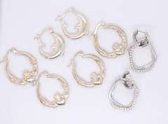 Group Lot of 4 Vintage 925 Sterling Silver Hoop Earrings