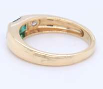 Attractive Yellow Gold Emerald and Diamond Bezel Set Ring