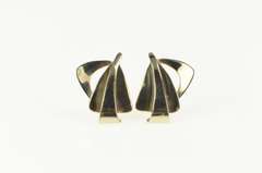 14K Yellow Gold Two Tone Geometric Abstract Statement Stud Earrings