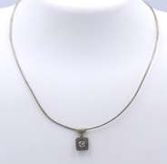 Vintage Sterling Silver Cubic Zirconia Pendant on Chain