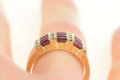 14K Yellow Gold 1.76 Ctw Baguette Ruby Diamond Statement Band Ring