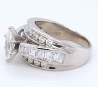 Unmatched White Gold Marquise and Baguette and Channel Set Diamond Engagement Ring