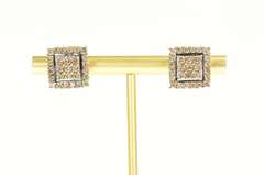 10K Yellow Gold 1.92 Ctw Champagne Diamond Square Stud Earrings
