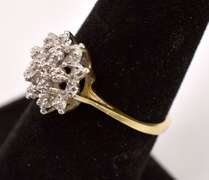 Fabulous Floral Cluster Diamond Ring in 14K Yellow Gold