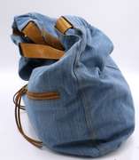 Kooba Lana Denim with Brown Leather Trim Handbag
