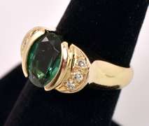 Immaculate Approx. 3.15CTS Tourmaline and Diamond Ring in 14K Yellow Gold