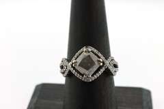 Dazzling 18kt White Gold Diamond Halo Split Shank Ring