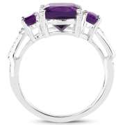 Plated Rhodium 2.37ctw Amethyst and White Topaz Ring