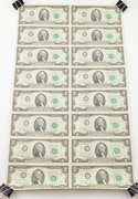 (16) 1976 Star Error $1 San Francisco, CA US FRN Uncut Sheet