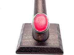Ovular Red Coral Tibetan Silver Ring