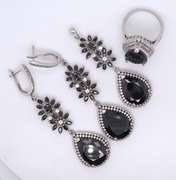 925 Sterling Silver Group Lot of Black Onyx and Cubic Zirconia Jewelry
