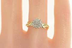 10K Yellow Gold 0.21 Ctw Round Diamond Cluster Engagement Ring