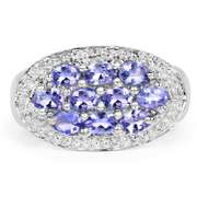 Plated Rhodium 1.70ctw Tanzanite Ring