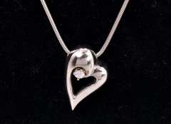 Lovely Heart Diamond Pendant Necklace in 14K White Gold