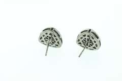 Angular Mine Cut Halo Diamond Earrings with Dark Silver and Diamond Accents