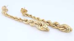 Gorgeous Yellow Gold Rope Dangle Earrings