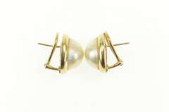 14K Yellow Gold Pearl Classic Rounded French Clip Statement Earrings