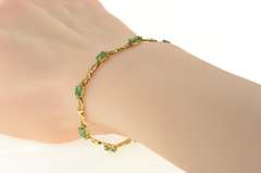 14K Yellow Gold Emerald Diamond Accent Classic Chain Bracelet