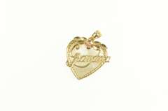 14K Yellow Gold Mother of Pearl Grandma Heart Black Hills Rose Pendant