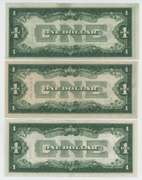 3 Nice CU 1928 Series $1 Silver Certificate notes