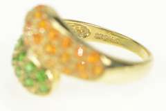 14K Yellow Gold Pave Domed Citrine Peridot Bypass Statement Ring