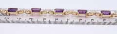 Charming Two Tone Gold Emerald Cut Amethyst and Diamond Station Bracelet