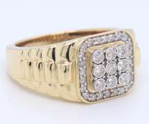 Powerful Yellow Gold Diamond Cluster Gen's Ring