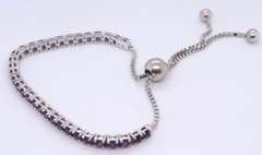 Vintage Sterling Silver Gemstone Box Chain adjustable Bracelet