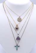 Group Lot of 4 Vintage 925 Sterling Silver necklaces