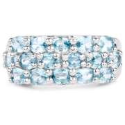 Plated Rhodium 4.00ctw Blue Zircon Ring