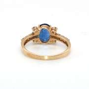 Deep Blue Sapphire and Diamond 14kt Ring