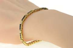 14K Yellow Gold 5.50 Ctw Princess Sapphire Diamond Tennis Bracelet