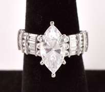 Shining Large CZ Ring in 14K White Gold
