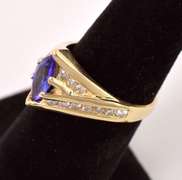 Precious Purple Crystal and Diamond Ring in 14K Yellow Gold