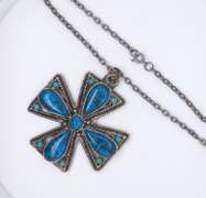 Turquoise Cross Pendant on Chain Necklace