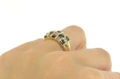 14K Yellow Gold Natural Sapphire Baguette Diamond Statement Ring