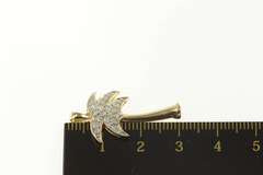 10K Yellow Gold Pave Diamond Palm Tree Tropical Motif Pendant