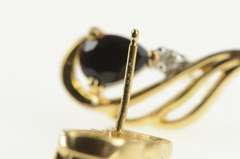 14K Yellow Gold Pear Sapphire Diamond Accent Wavy Stud Earrings