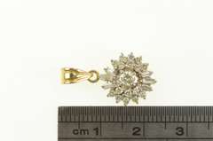 14K Yellow Gold 0.50 Ctw Round Diamond Halo Cluster Pendant