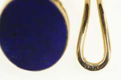 14K Yellow Gold Oval Lapis Lazuli Bezel Inset Clip Back Earrings