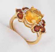 Colorful Citrine & Garnet Ring